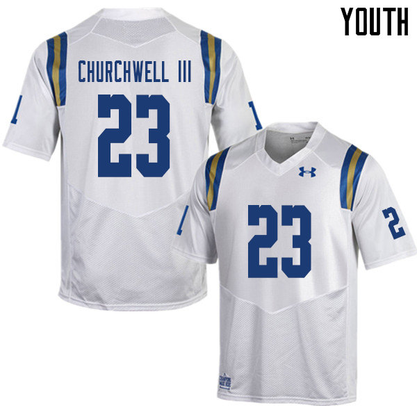 Youth #23 Kenny Churchwell III UCLA Bruins College Football Jerseys Sale-White - Click Image to Close